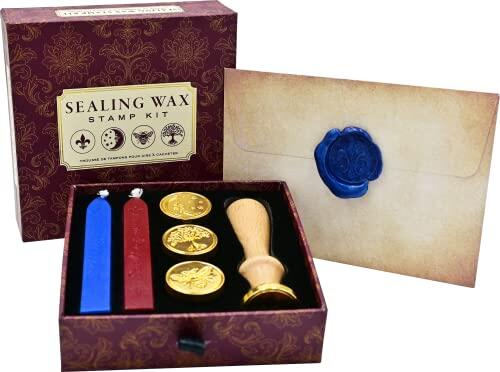 Peter Pauper Press Sealing Wax Stamp Kit (included 4 seals, wood handle, and 2 wax sticks)