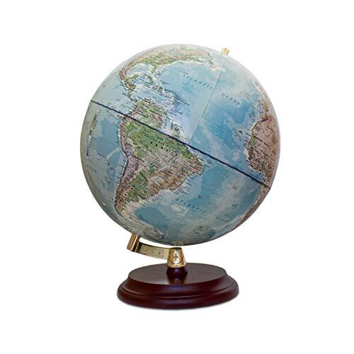 Globo Magallanes Vasa con mapa político o laminado a mano, independiente sin meridiano de 32 cm de diámetro, globo con pie de madera marrón rojizo escala 1:40.000.000 32 cm