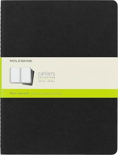 Moleskine - Cahier Journal, Set de 3 Cuadernos con Páginas Blancas, Cubierta de Cartón, Tamaño Extra Grande 19 x 25 cm, Color Negro, 120 Páginas