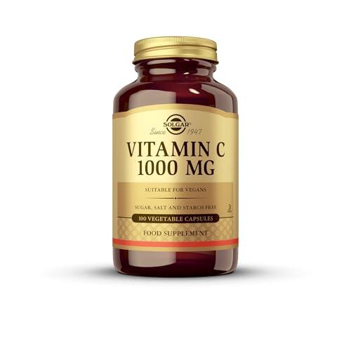 Solgar Vitamina C 1000 mg – 100 Cápsulas Vegetales | Sistema Inmunitario, Antioxidante y Colágeno | Alta Potencia | Apta Veganos | Sin Gluten ni Azúcares