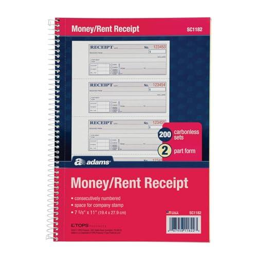 Money/Rent Receipt Bk,Spiral,2-Part,7-5/8"x11", 200/BK, Sold as 1 Each