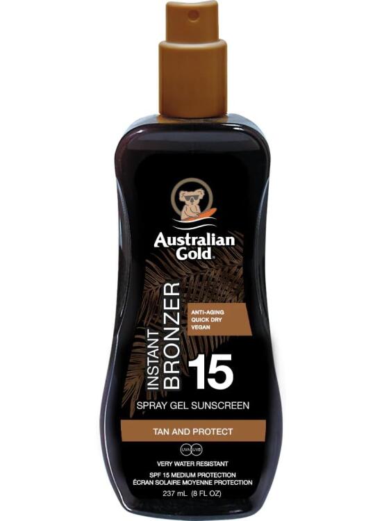 Australian Gold 15 SPF Protector Solar con Bronceador, Marron, 237 Mililitros, Loción