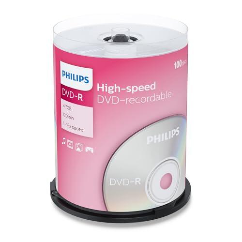 Philips DVD-R 4,7 GB / 120 Min / 16X Tarrina (100 Disc)