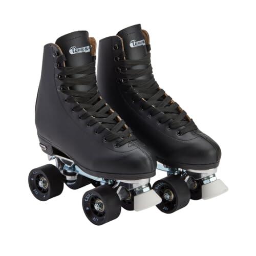 Chicago Skates - Patines de Pista con Forro de Cuero de Primera Calidad para Hombre, Patines clásicos de cuádruple Negro, Talla 5