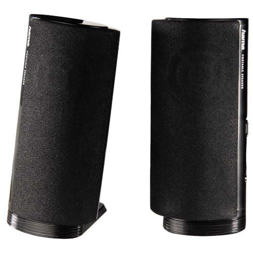 Hama | Altavoz 2.0 para PC y Portátil (USB-alimentación, Jack 3,5 mm, Control Volumen Integrado, Sonido Estéreo Compacto) Negro