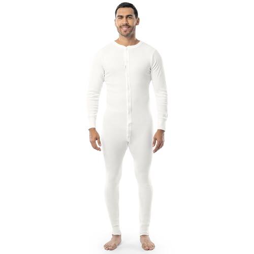 Indera Cotton Rib Knit Suit Trajes de unión para Ropa Interior, Hombre, Blanco, M