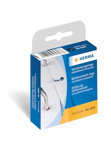 HERMA Anillas de refuerzo 12 mm, 500 unidades, autoadhesivas, resistentes al desgarro, mate, blancas, en caja dispensadora, ideales para proteger agujeros