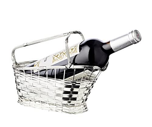 EDZARD Cesta de Botellas, Plateada, protegida contra el deslustre, Longitud 24 cm, Cesta de Vino Rojo