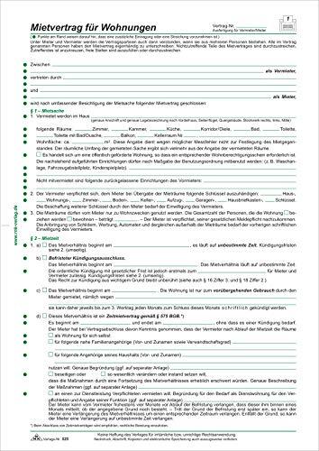 RNK 525/10 – Contrato de alquiler para apartamentos, versión detallada, 8 páginas dobladas en DIN A4, con certificado de residencia, 1 paquete de 10 unidades