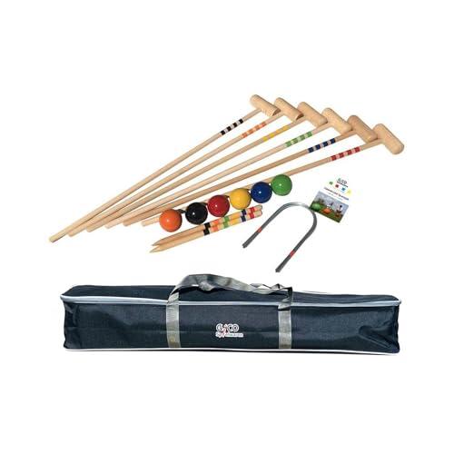 GICO Juego de Croquet (100 cm) Familia - Divertido Juego para el Aire Libre o el jardín para niños y Adultos, con componentes de Calidad Fabricados en Madera Maciza. 3246