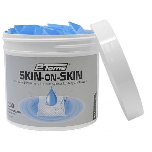 2Toms Skin-On-Skin – 200 Cuadrados de Hidrogel – Apósitos para Ampollas en Pies y Talones, Protección Anti-Rozaduras y Alivio de Quemaduras – Parches para Ampollas No Adhesivos y Calmantes