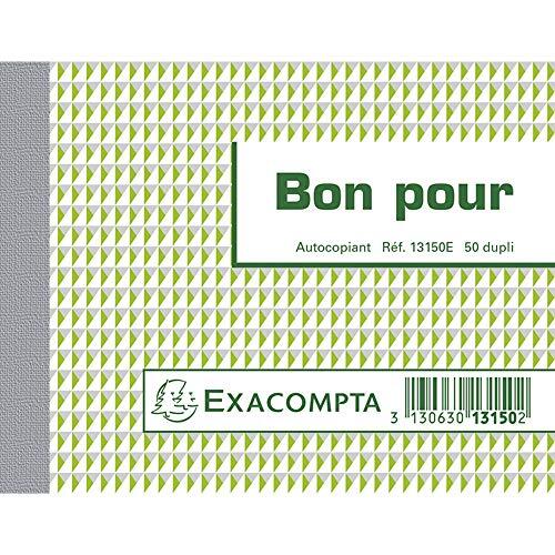 Exacompta - Ref. 13150E – 1 Manifold BUENO PARA – 50 hojas numeradas y autocopiantes en 2 ejemplares (1 original + 1 copia) – Formato 105 x 135 mm – Certificado FSC – Fabricado en Francia