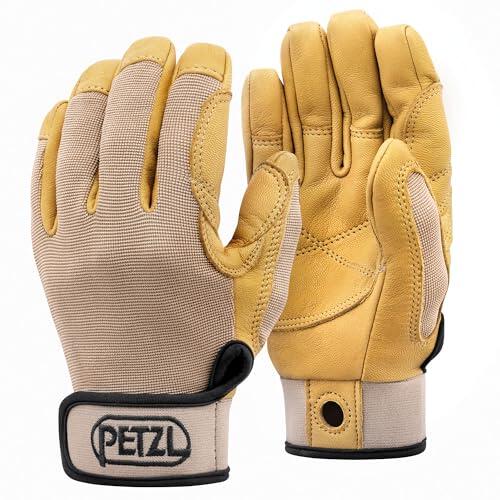 Petzl - Guantes Ligeros para asegurar y rapelar CORDEX - Unisex, Marrón Claro, S