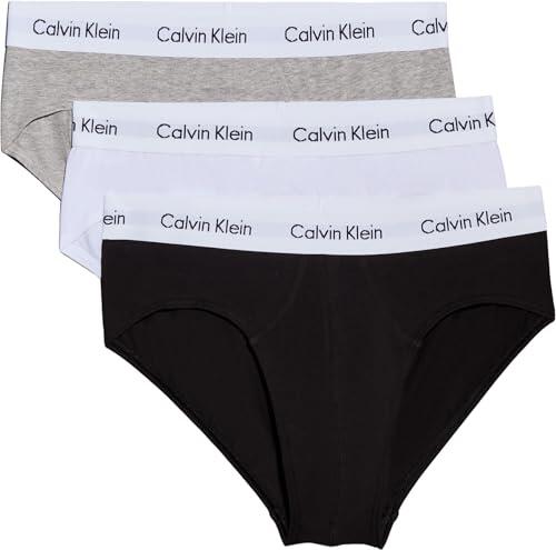 Calvin Klein Calzoncillos Hip Briefs Hombre Pack de 3 Ropa Interior, Multicolor (Black/White/Grey Heather), M