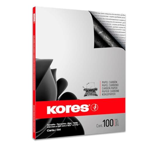 Kores 7528492 - Papel carbón (100 hojas A4), negro