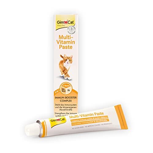 GimCat Multi-Vitamin, pasta – Snack para gatos, con alto contenido en vitaminas y nutrientes, provisto de complejo potenciador del sistema inmunológico – Beta-glucano y aceites de– 1 tubo (1 x 50 g)
