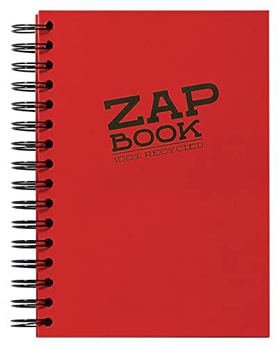 Clairefontaine 8355C Carnet Spiralé Zap Book - 160 Feuilles Papier Croquis 100% Recyclé - A5 14,8x21 cm 80g - Couleur de Couverture Aléatoire (4 coloris vifs possible)