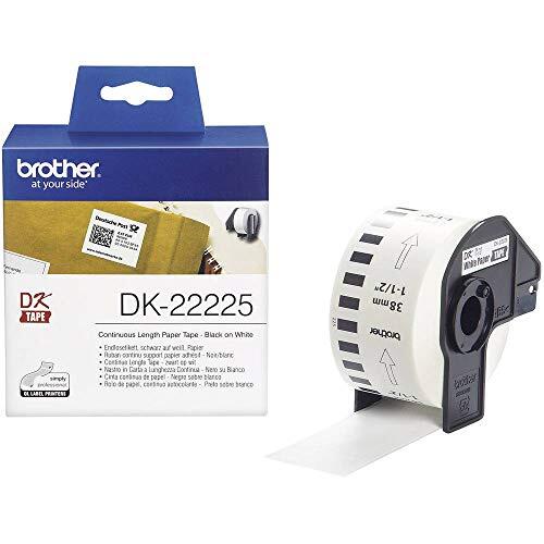 Brother DK22225 - Cinta continua de papel térmico (blanca), Ancho: 38 mm, Longitud: 30.48 m, Para impresoras de etiquetas QL