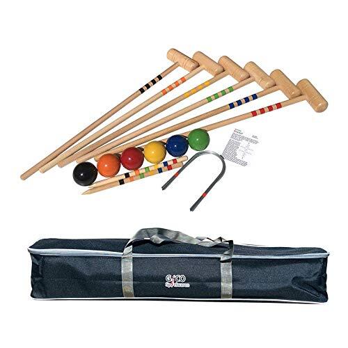 GICO Juego de Croquet Divertido Juego para el Aire Libre o el jardín para niños y Adultos, con componentes de Calidad Fabricados en Madera Maciza. 3226