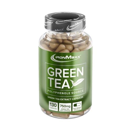 IronMaxx Cápsulas de Té Verde - Extracto 750 mg | 130 Cápsulas | Rico en Polifenoles | Suplemento sin Azúcar ni Gluten, Ideal para Rutinas Diarias y Estilos de Vida Activos