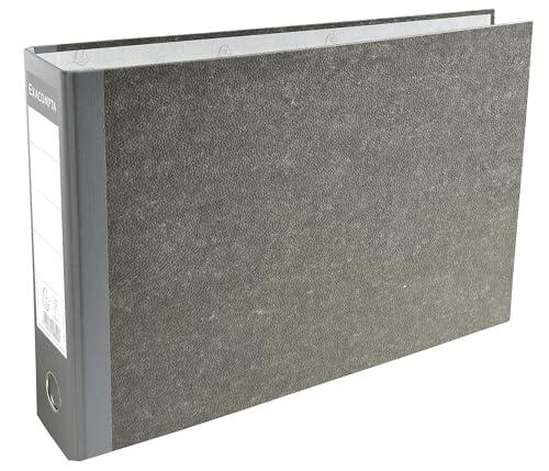 Exacompta - Código 53310E - Encuadernación con palanca con 1 anilla en D - Reverso de 70 mm en balacrón gris - Papel jaspeado gris - Tamaño exterior 24 x 37 cm para A4 en horizontal