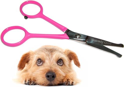 Tiny Trim - Tijera pequeña con punta de bola para mascotas, 11,4 cm, orejas, nariz, cara, pata, para gatos, perros, mascotas, color rosa