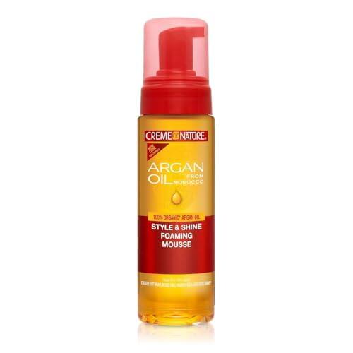 Creme of Nature - Foaming Mousse, Espuma Líquida para Rizos, con Aceite de Árgan, Hidrata, Define y Estiliza el Cabello, Previene el Encrespamiento, para Pelo Rizado u Ondulado - 207 ml