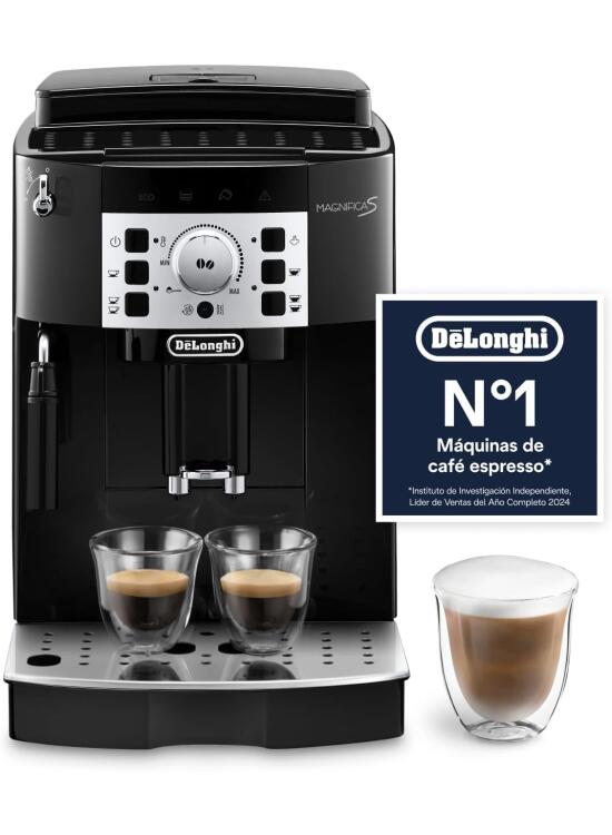 De’Longhi Magnifica S – Perfetto Cafetera Superautomática, Espumador de Leche manual, Espresso y Cappuccino, Panel de Control con Botones, Negro (ECAM22.110.B)