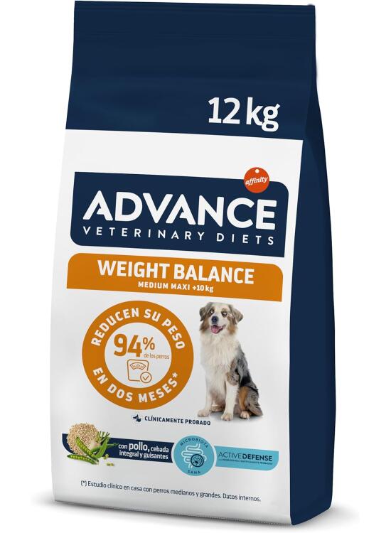 Advance Veterinary Diets Weight Balance Medium & Maxi - Pienso para Perros con Problemas de sobrepeso - 12kg