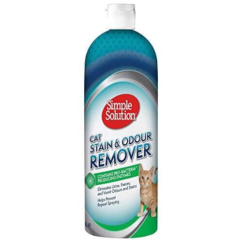 Simple Solution Quitaolores y Manchas para Gatos Flip Top 1L | Limpiador enzimático para orina, heces y vómito. Elimina desechos animales en 15 min