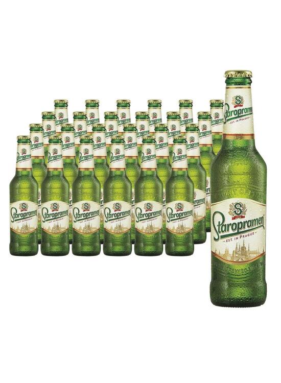 Staropramen Premium - Cerveza Checa estilo Pilsner - Alc. 5,0% Vol. - Caja de 24 botellas de 330 ml - Total: 7920 ml