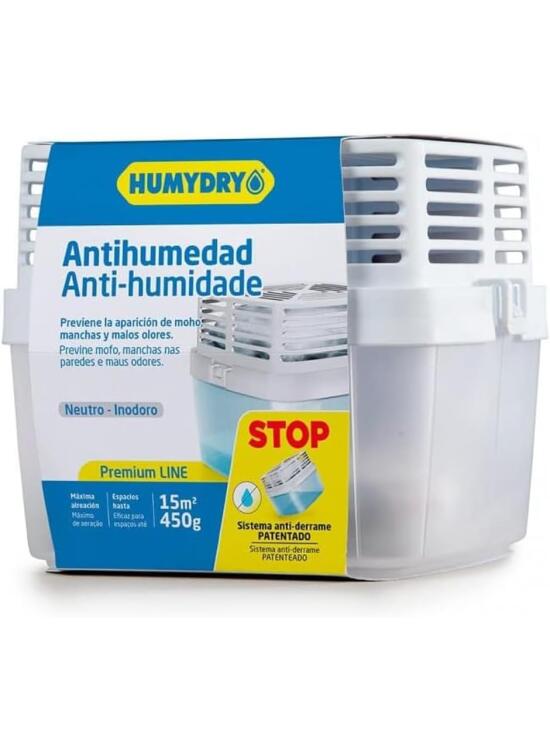 HUMYDRY Premium 450g. Deshumidificador sin enchufe con bolsa antihumedad | Evita moho, condensación y olor a humedad | Ideal para habitaciones, cocinas y oficinas hasta 15m²