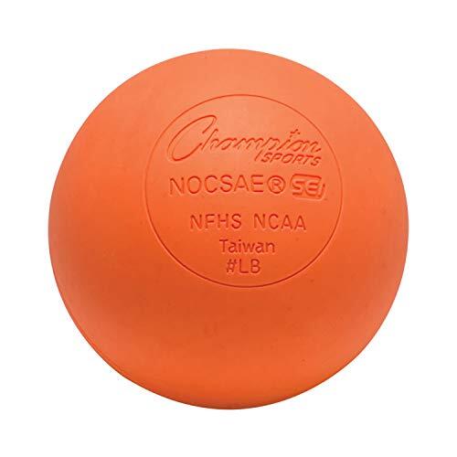 Champion Sports Bolas de Lacrosse de Colores: tamaño Oficial para Profesionales, colegios y Juegos Escolares de Grado – NCAA, NFHS, Certificado, Paquetes de Varias Unidades, LBO-1, Naranja, 1 Ball