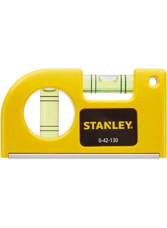 STANLEY 0-42-130 Nivel de Bolsillo, con 2 Burbujas, Estructura Compacta de Aluminio, Base Magnética, Precisión 2 mm/m, Ancho 11.5 cm, Altura 2 cm, Peso 0.09 kg