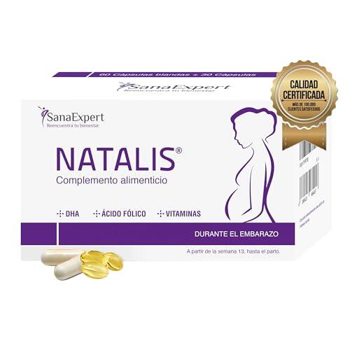 SanaExpert Natalis - Complemento Nutricional Prenatal para Mujeres - Con Ácido Fólico, Hierro, DHA, Vitaminas y Minerales Esenciales - 90 Cápsulas