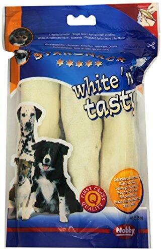 Nobby Rodillo para masticar perros blanco de 3 piezas, 15 cm, 35-40 mm