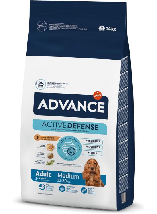 Advance Medium Adult Chicken, Pienso para Perros Adultos de Razas Medianas con Pollo, 14kg
