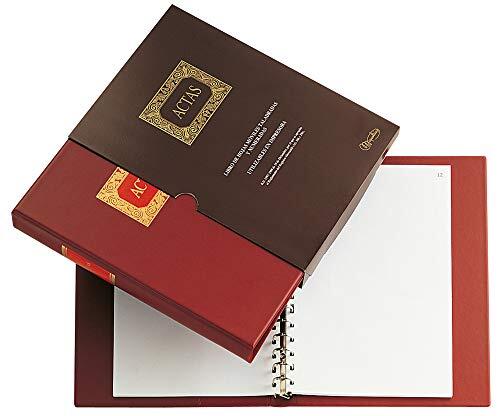 Miquelrius - Libro de Contabilidad A4, Libro de Actas Hojas Móviles, 100 Hojas Lisas Foliadas 102 g/m², 15 Anillas, Cubierta Plástica Burdeos, Ideal como Libro de Actas Comunidad de Propietarios