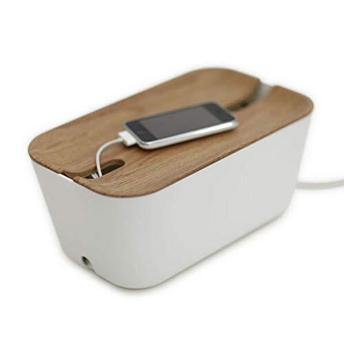 Bosign 291169 HIDEAWAY Organizador de Cables, Caja para Cables y Estación de Carga, color Blanco/Natural, Mediano, 30 x 18 x 14 cm
