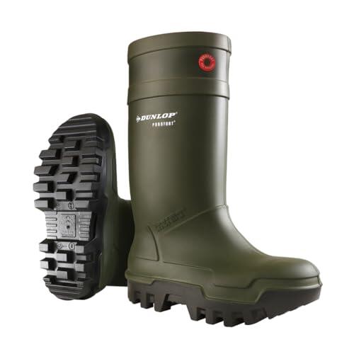 DUNLOP Purofort Thermo+ Full Safety – Botas de seguridad para hombre y mujer con puntera de acero – Impermeables – Resistentes a productos químicos – Antideslizantes – Verde oscuro/Negro– Tallas 7