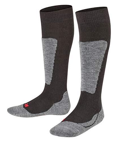 FALKE Active Ski K Kh lana hilo funcional gruesos cálidos 1 par, Calcetines de esquí Unisex niños, Negro Black 3000, 35-38