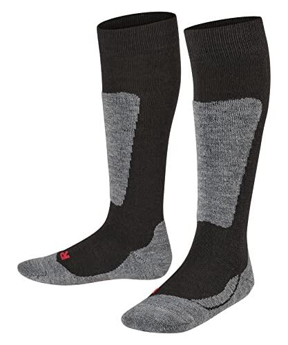 FALKE Active Ski K Kh lana hilo funcional gruesos cálidos 1 par, Calcetines de esquí Unisex niños, Negro Black 3000, 39-42