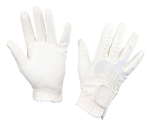 Covalliero Guantes de Montar Gloria, par, Talla 10/XL, Blanco, Tejido Mixto, Adultos, con Inserto elástico, fijación en la muñeca, el más Vendido