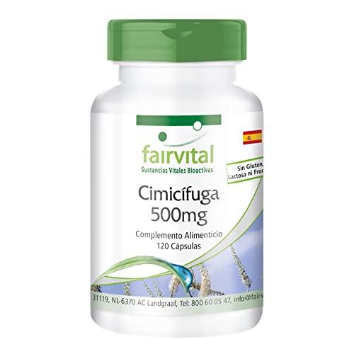 fairvital Cápsulas de cimicífuga 500mg, 120 cápsulas, 1000mg por dosis diaria, Cimicifuga, calidad certificada y alta dosis, 100% vegano, fabricado en Alemania