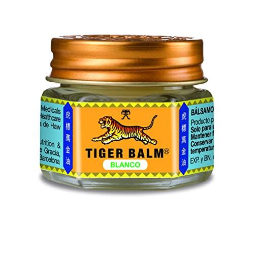 Tiger Balm Bálsamo del Tigre Blanco Efecto Frío, Apto para Masajes tras el Deporte, Relajantes y Balsámicos, con Ingredientes Herbales como Alcanfor, Mentol, Menta y Cajeput - 19 g