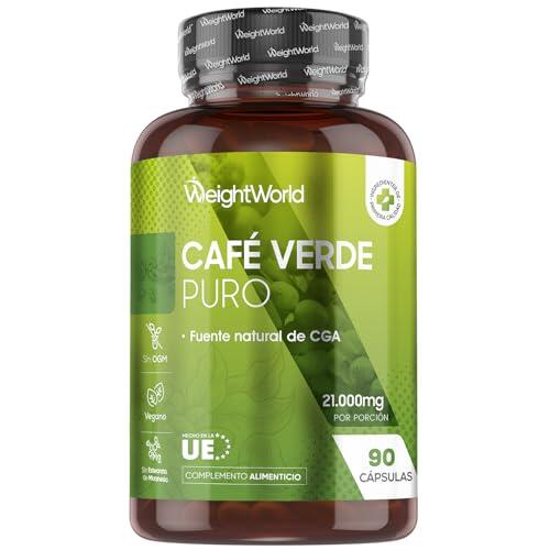 Café Verde Puro 21000 mg - 90 Cápsulas, Extracto de Café Verde Arábica, Sin Tostar - 1 Mes de Suministro, Apto para Veganos, Fuente Natural de Ácido Clorogénico, Sin Estearato de Magnesio ni OGM