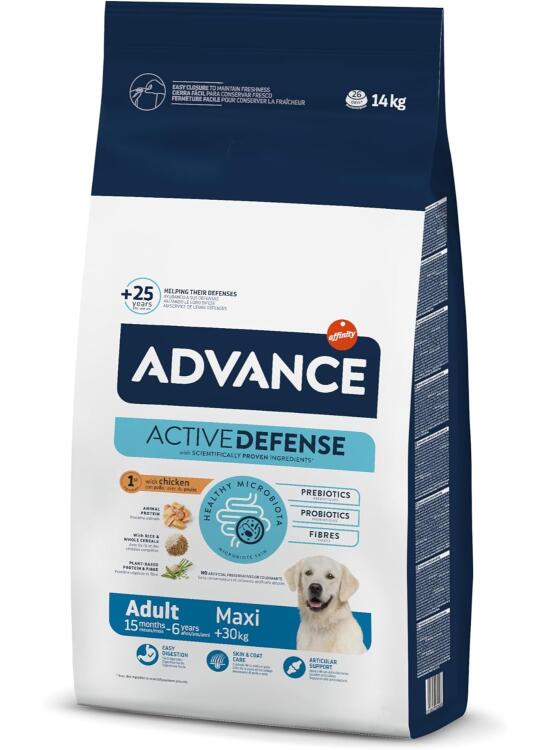 Advance Maxi Chicken, Pienso para Perros Adultos de Razas Grandes con Pollo, 14kg