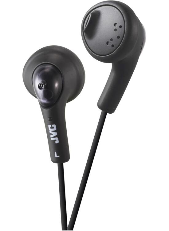 JVC Gumy HA-F160 - Auriculares In Ear con Cable de 1 metro para Android, iPhone, Ordenadores, Portátiles, Consolas y más (Imán de Neodimio, Jack de 3,5 mm, 15 Hz - 20 KHz), Color Negro