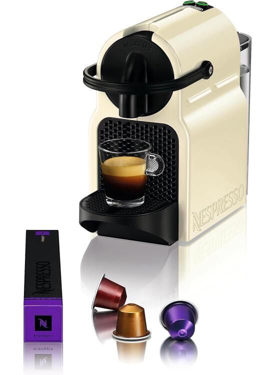Nespresso De'Longhi Inissia EN80.CW - Cafetera monodosis de cápsulas Nespresso, 19 bares, apagado automático, color crema
