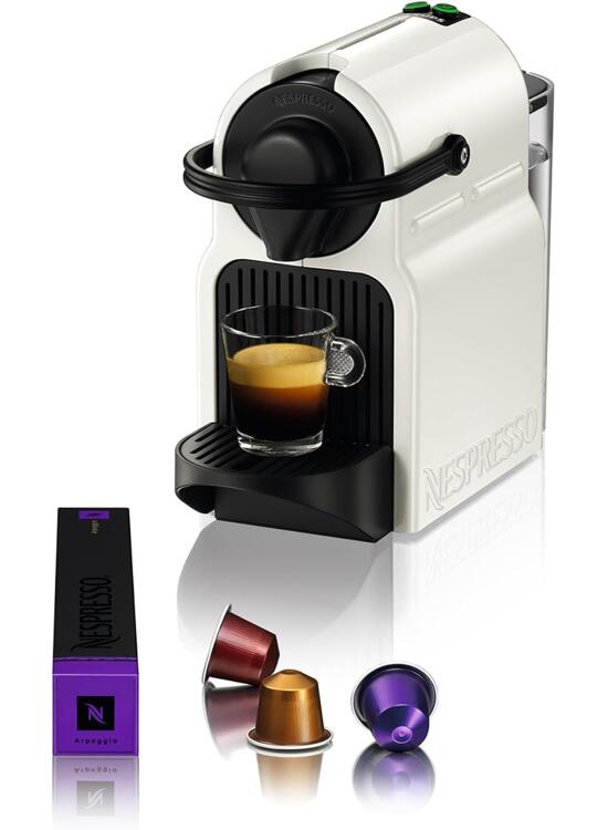 Krups Nespresso Inissia XN1001 - Cafetera monodosis cápsulas Nespresso, 19 bares, apagado automático, capacidad de 0,7L, diseño compacto, modo eco, color blanco, incluye kit de bienvenida